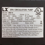 Pump, Circ, LX WE14, 230v, 3450rpm, 1.0A, 1-1/2"mbt : WE14 230V - Lingxiao (LX) Pump - WE14 230V - PartsForSpas.com