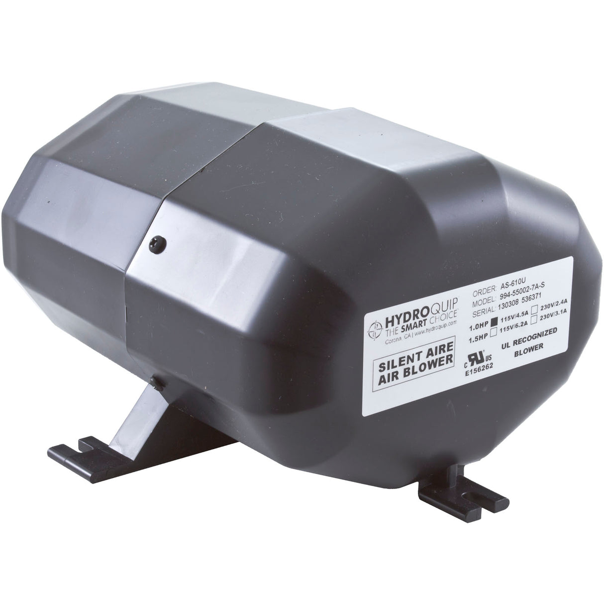 Blower, HydroQuip Silent Aire, 1.0hp, 115v, 4.5A, 3 or 4 pin AMP : AS-610U