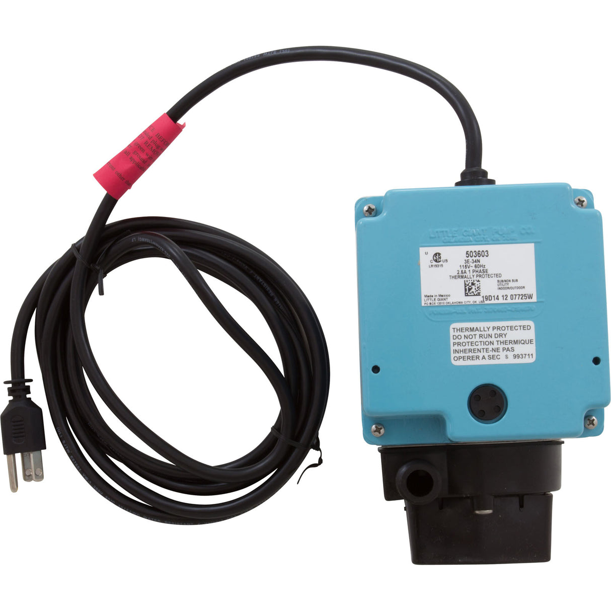 Pump, Submersible, Little Giant 3E-34N, 670 GPH, 200W, 10' Cord : 503603 - Little Giant / Franklin - 010121036031 - PartsForSpas.com