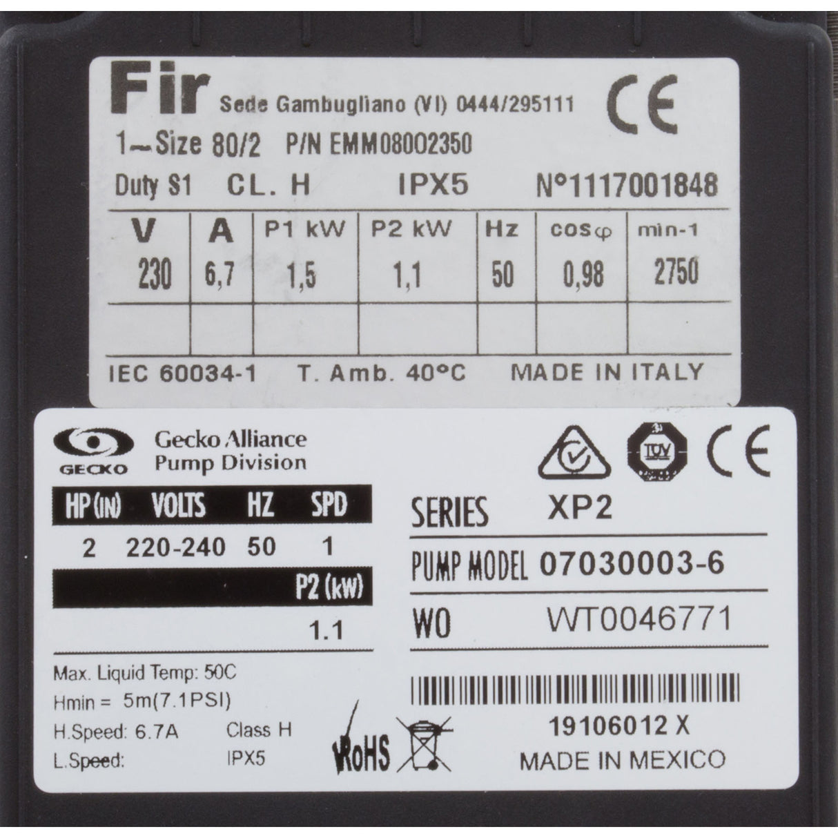 Pump, Aqua Flo XP2e, 2.0hp, 230v, 1-Spd, 50HZ ONLY, OEM : 07030003-6040