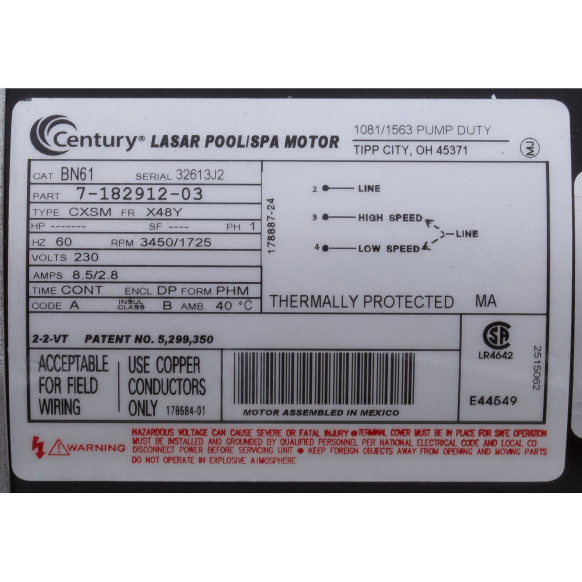 Pump, Aqua Flo FMCP, 2.0hp, 230v, 2-Spd, 48fr, 1-1/2", OEM : 02620000-1010