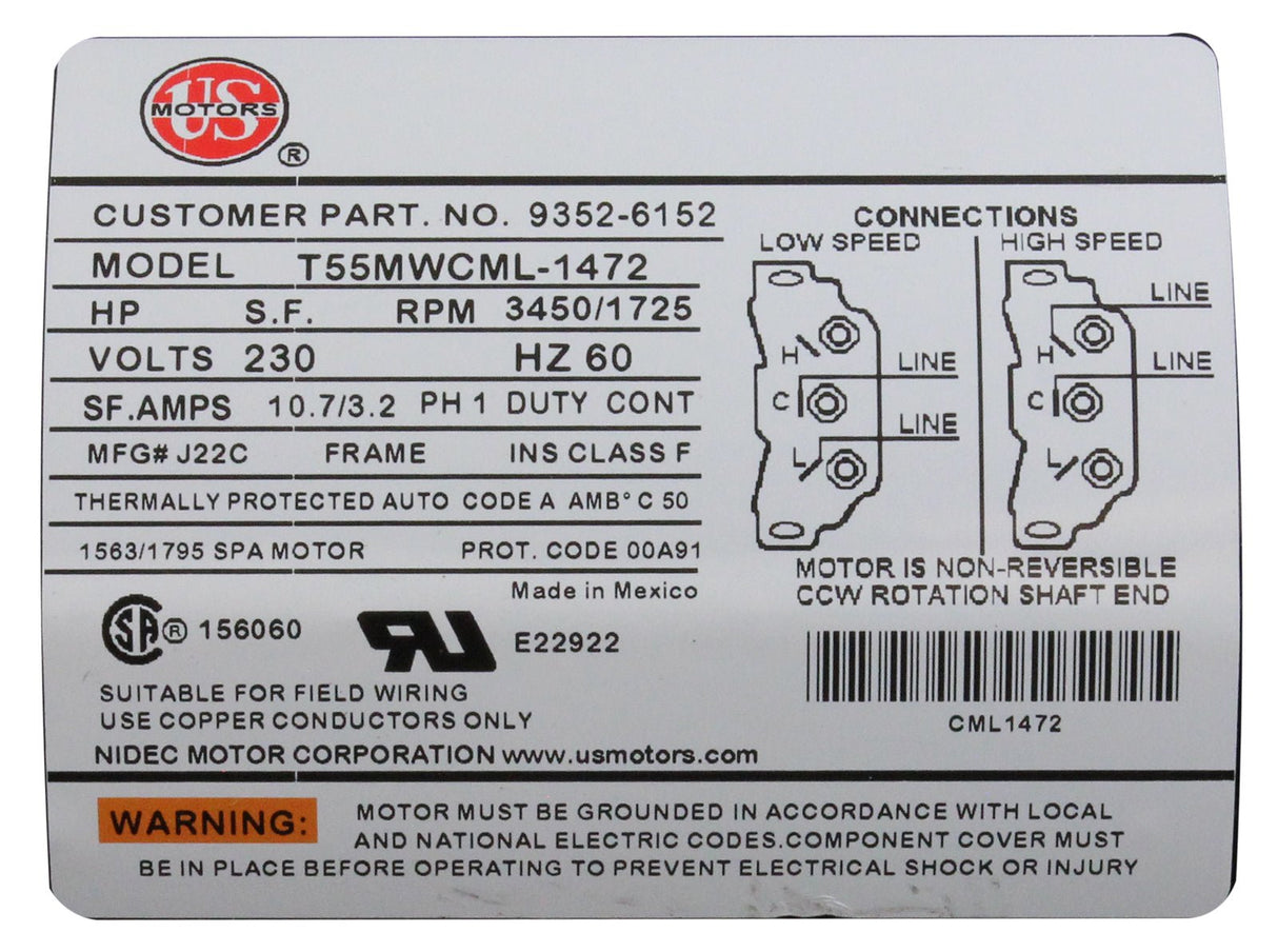 Pump, Aqua Flo XP2, 2.5hp, 230v, 2-Spd, 48fr, 2", OEM : 06125000-1040 - Aquaflo/Gecko - 06125000-1040 - PartsForSpas.com