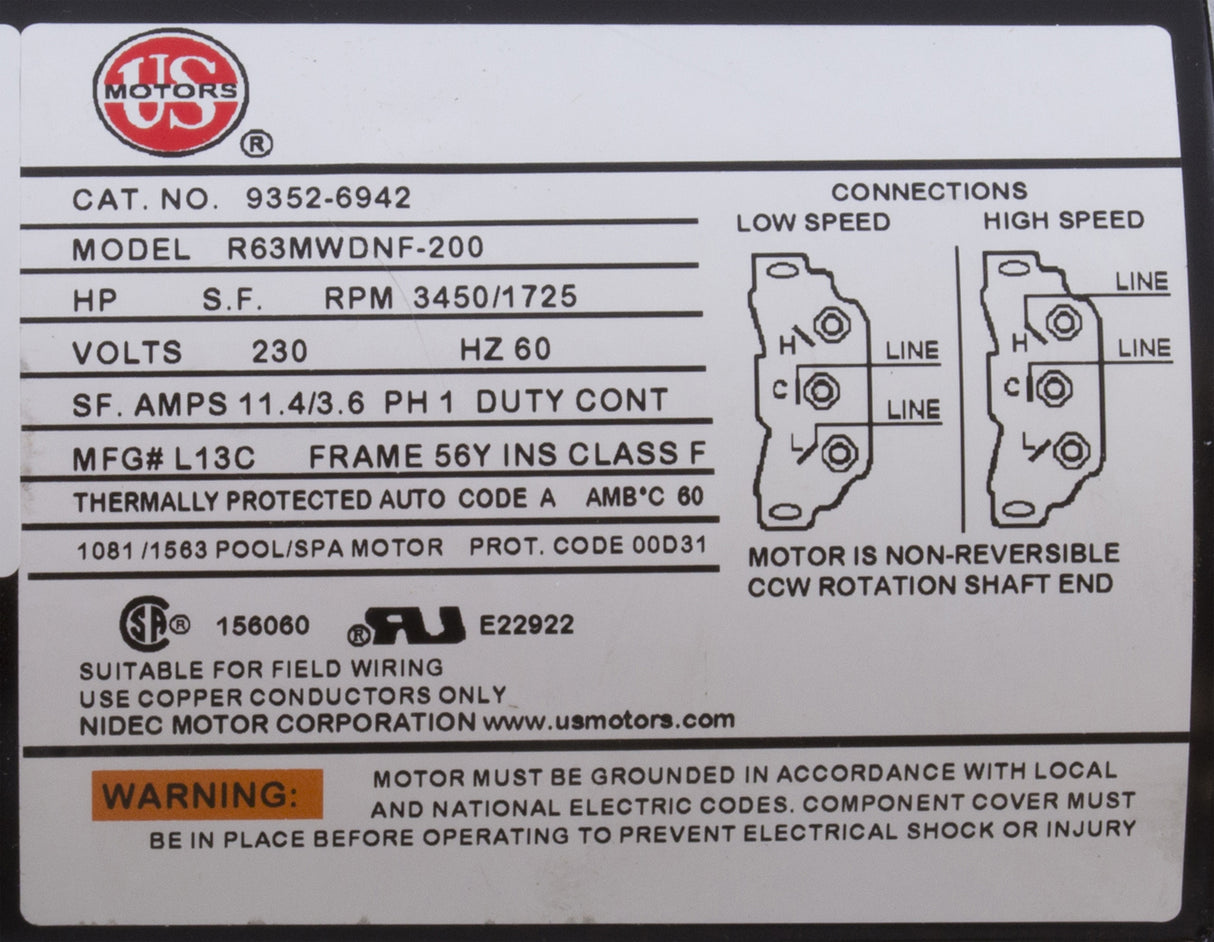 Pump, Aqua Flo XP3, 2.5hp, 230v, 2-Spd, 56fr, 2-1/2", OEM, Refurb : 08326000-2041