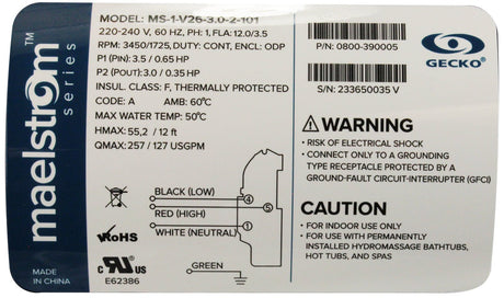 Pump, Aqua Flo Maelstrom, 2.0hp, 230v, 2-Spd, 56fr, 2", OEM : 0800-390005 - Aquaflo/Gecko - 0800-390005 - PartsForSpas.com