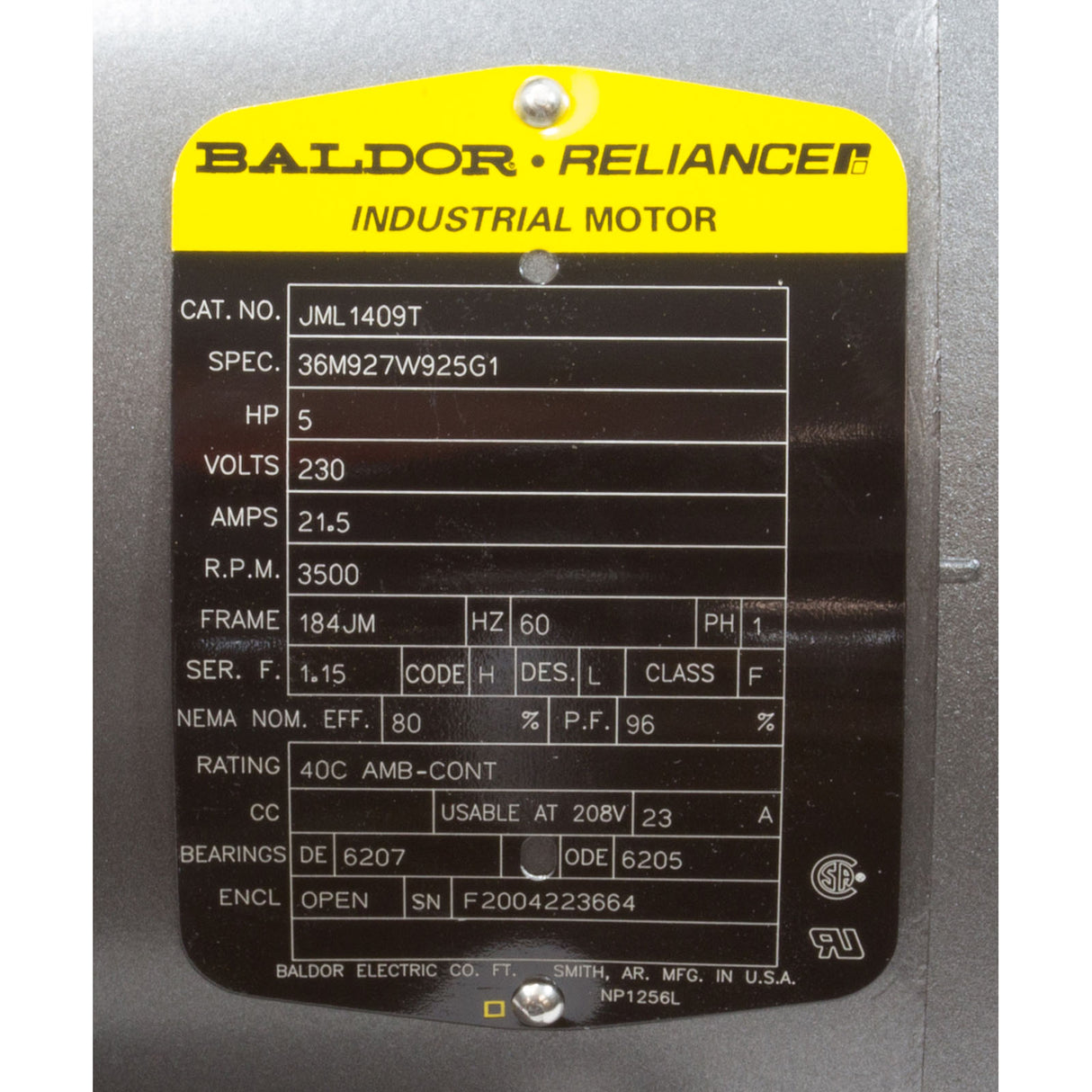 Motor, Pentair C/CC/D Series, 5.0hp, 230v, 1-Spd, 184JM Frame : C218-180