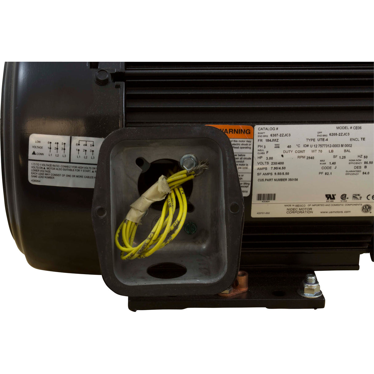 Motor, USMotor, 3.0hp, 230v/460v, 3ph, 1-Spd, 50Hz, EQ Series, Pool : 350156S