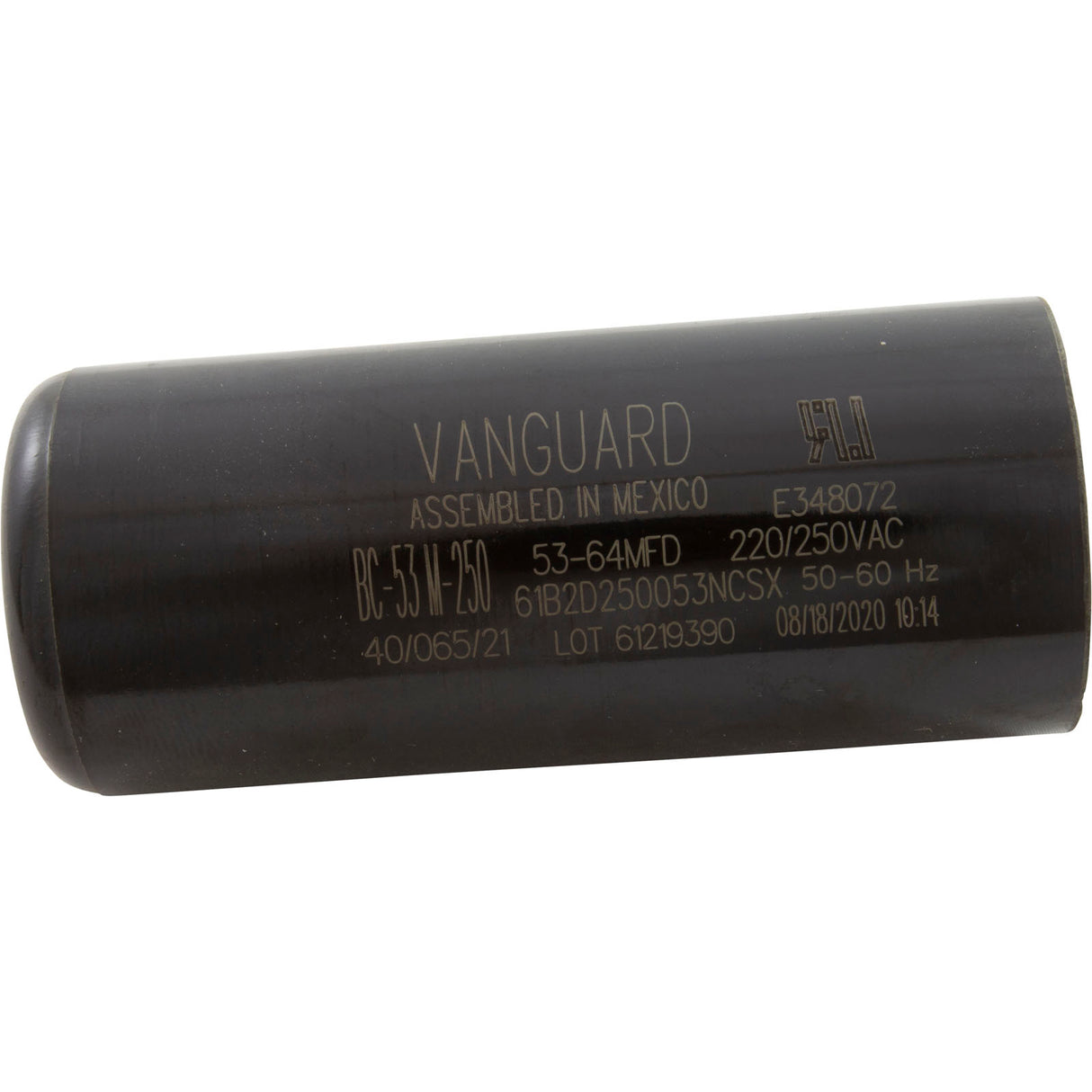 Start Capacitor, 53-64 MFD, 230v, 1-7/16" x 3-3/8" : BC-53M-250