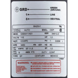 Motor, Century, 1.0 Horsepower, 115v, 1 Speed, 48 Frame : BN25V1