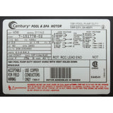 Motor, Century, 3.0hp, 208v-230v/460v, 3ph, 56Jfr, C-Face Thd : H741 - Century - 786674024299 - PartsForSpas.com