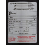 Motor, Century, 1.5 Horsepower, 115v, 2 Speed, 48 Frame : BN50V1