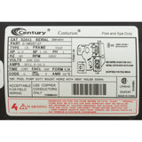 Motor, Century, 2.0hp, 208v-230v, 1-Spd, 56Yfr, SQFL, EE : B2843