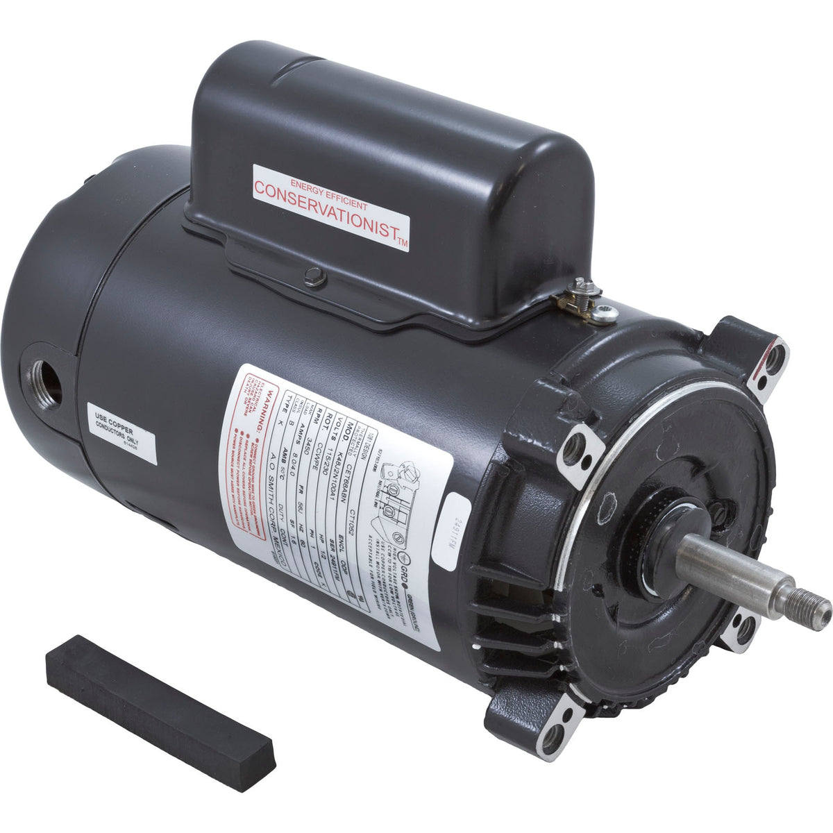 Motor, Century, 0.5hp, 115v/230v, 1-Spd, 56Cfr, C-Face Thd, EE : CT1052
