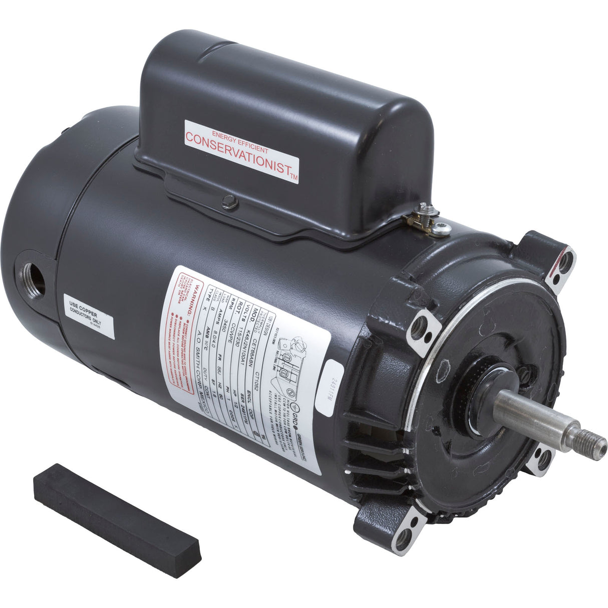 Motor, Century, 0.5hp, 115v/230v, 1-Spd, 56Cfr, C-Face Thd, EE : CT1052