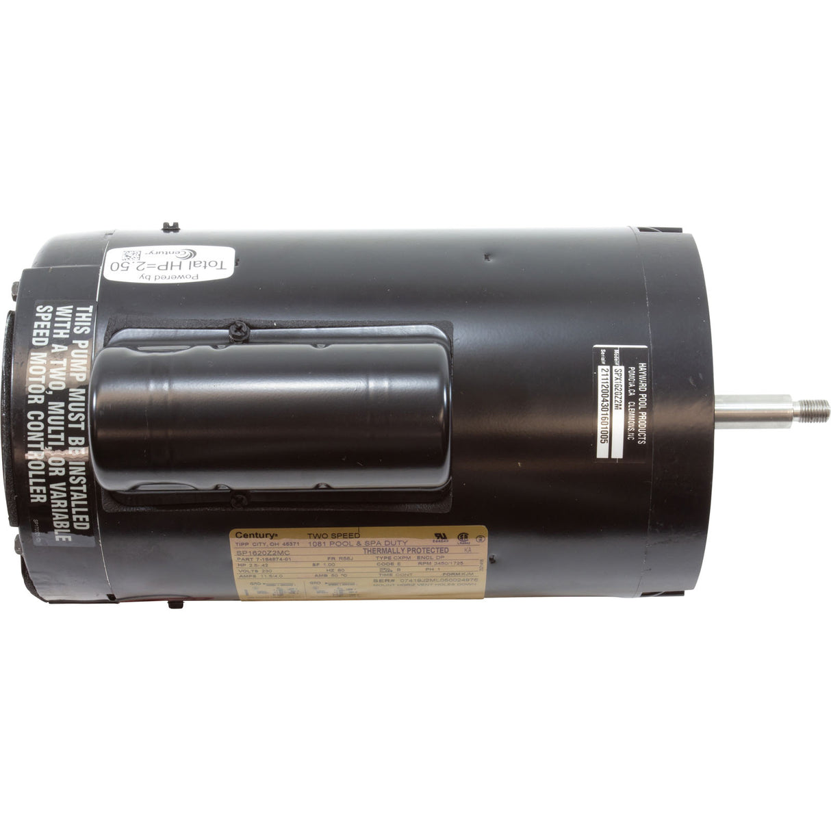 Motor, Hayward Super II, 2.5hp, 230v, 2-Spd, C-Face : SPX1620Z2M