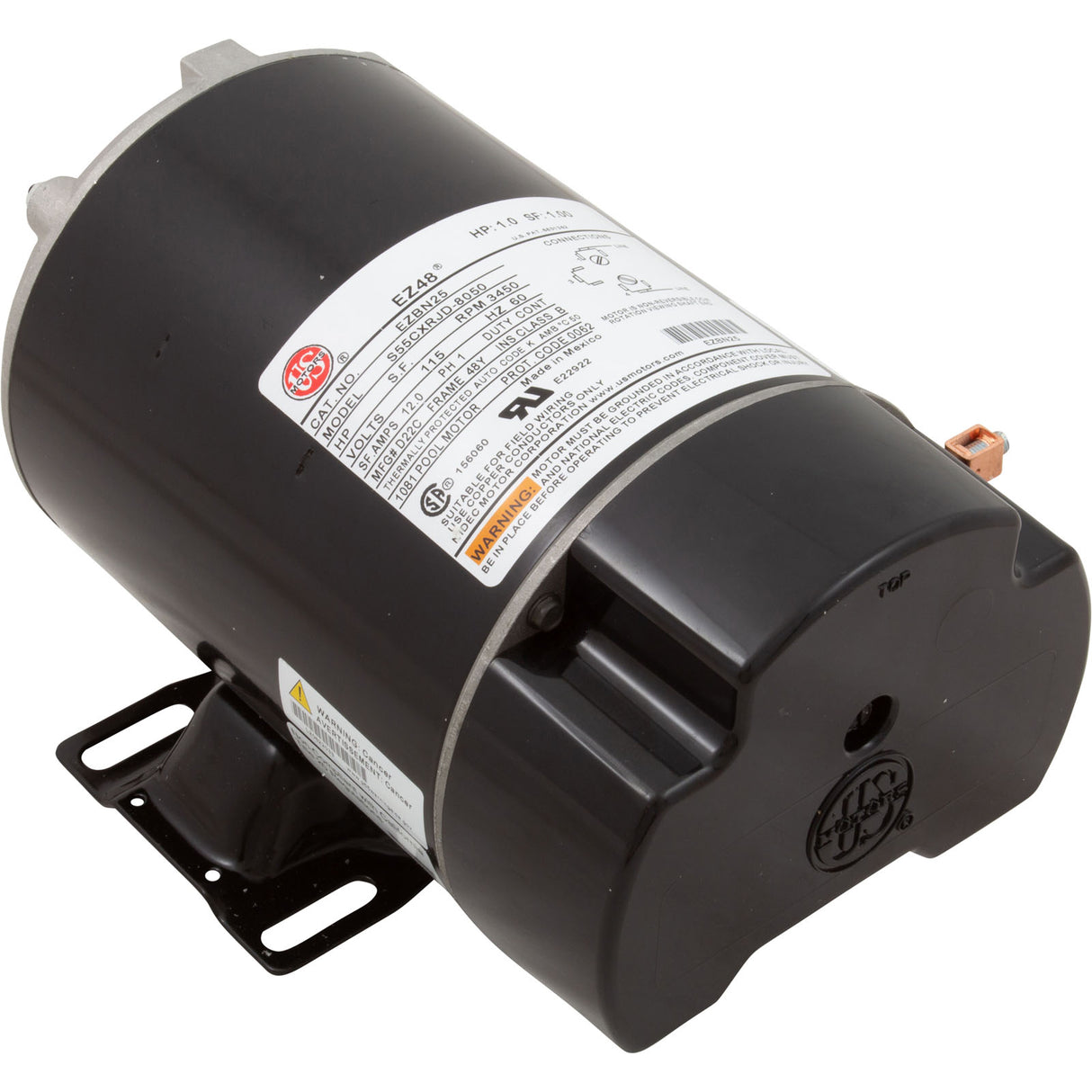 Motor, Nidec/US Motor, 1.0hp, 115v, 1-Spd, 48Y Frame : EZBN25