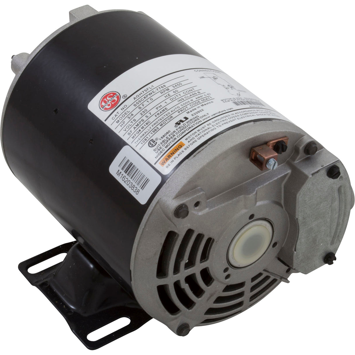 Motor, US Motor, 0.75 Horsepower, ThruBolt, 1-Speed, 230v, 5.7A : AGH75FL1