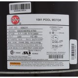 Motor, US Motor, 2.5 Horsepower, C-Face, 230v, Uprated : EB231
