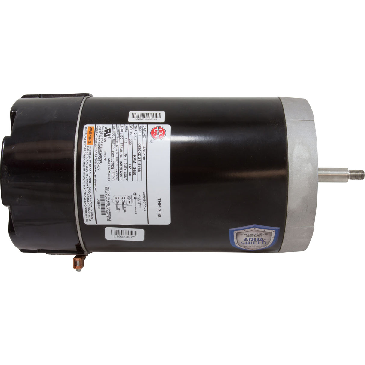 Motor, Nidec/US Motor, 2.0hp, 230v, 1Spd, 56Jfr, CFace, Thd, Full : ASB130
