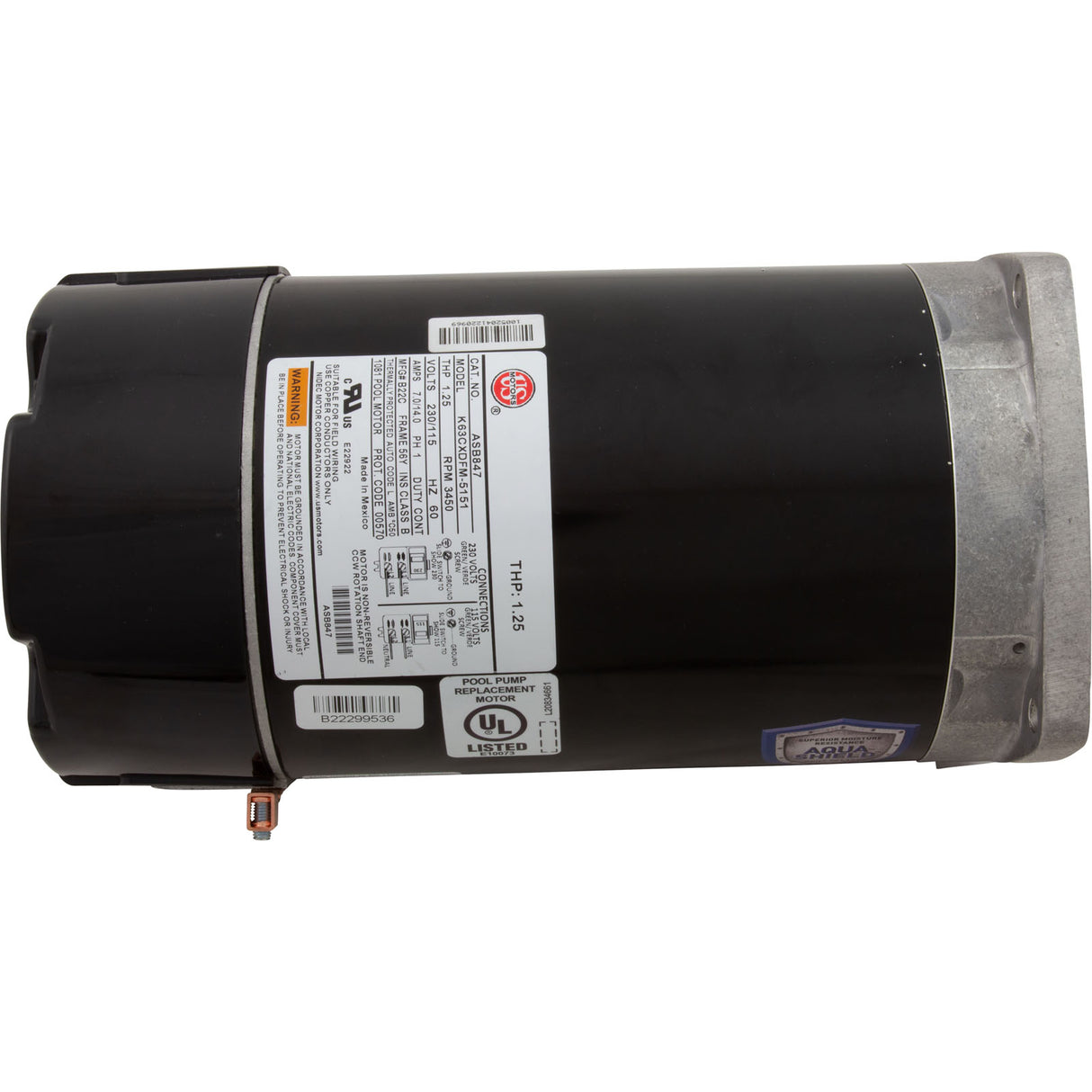 Motor, US Motor, 0.75hp, 115/230v, 56YFr, SQFL, Full Rated : ASB847
