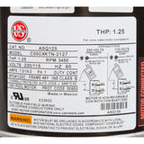 Motor, Nidec/US Motor, 0.75hp, 115/230v, 1-Spd, 48Yfr, SQFL : ASQ125