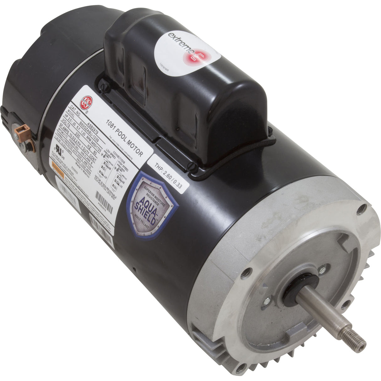 Motor, Nidec/US Mtr, 2.0hp, 230v, 2-Spd, 56Jfr, C-Face, Thd, Full : ASB2979