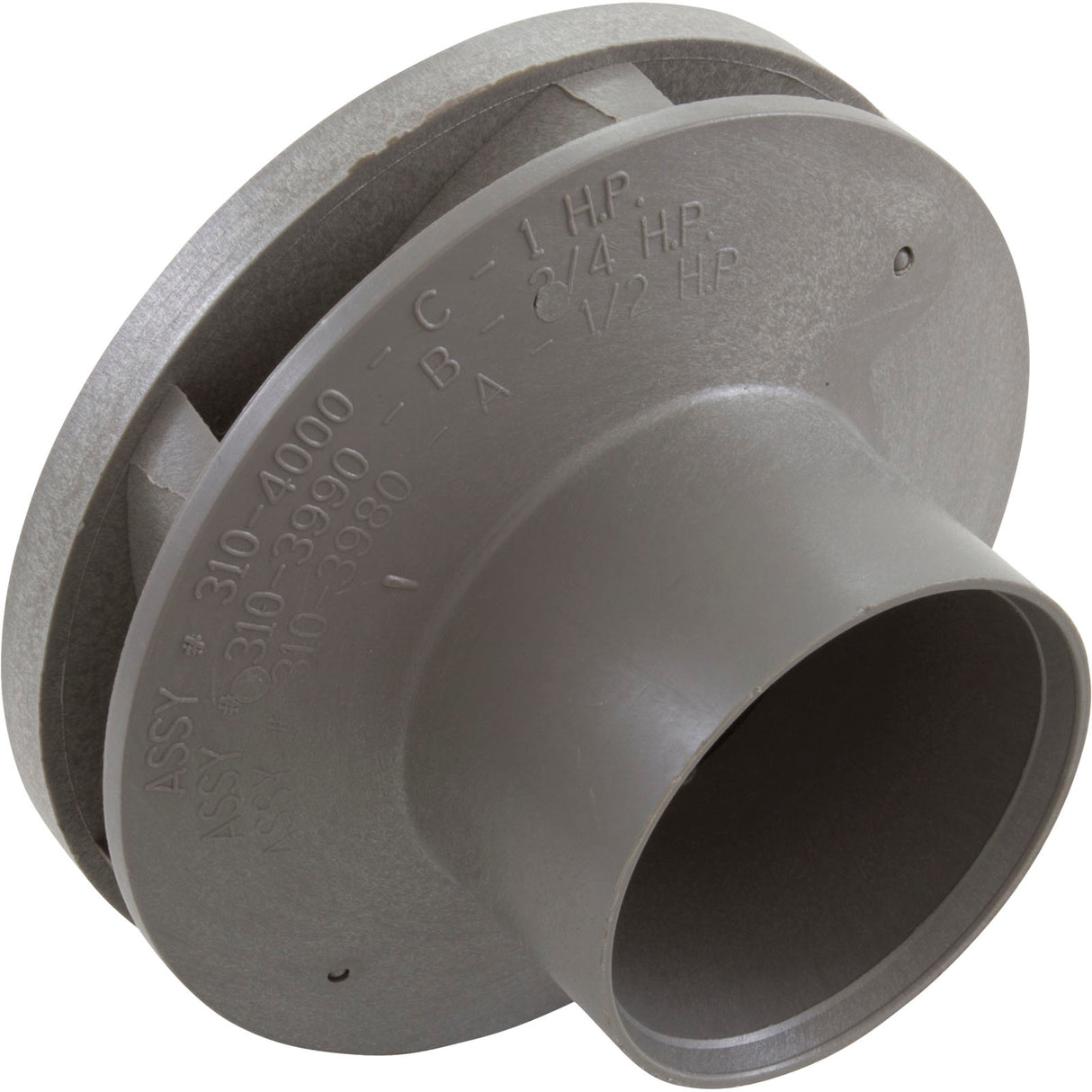 Impeller, Waterway HiFlo, Side Discharge, 1.0 Horsepower (Red) : 310-4000 - Waterway Plastics - 806105063175 - PartsForSpas.com