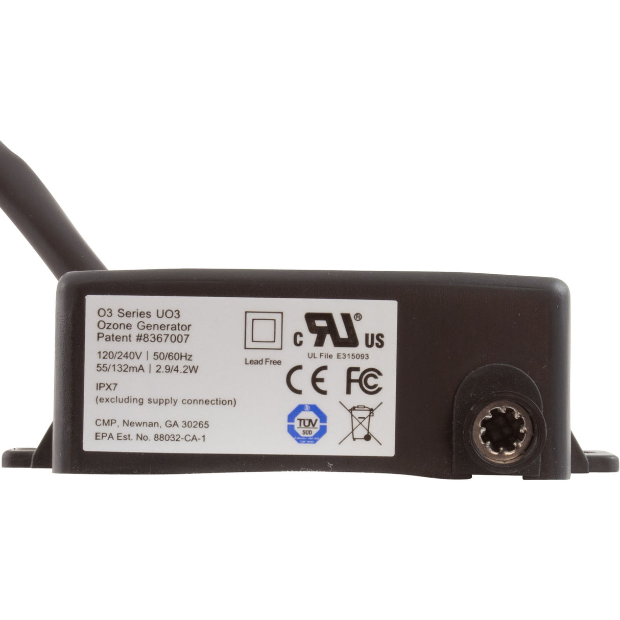 Ozonator, DEL UO3, 115v/230v, Mini J & J, Std CV : 51002-022-101 - Del Ozone - 51002-022-101 - PartsForSpas.com