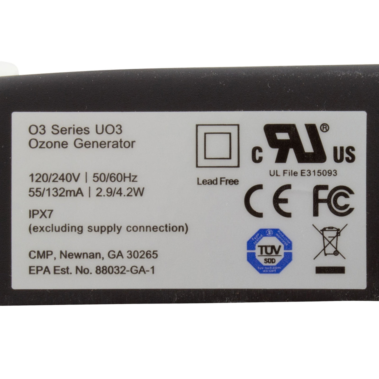 Ozonator, Del Ozone UO3-AMP, 115v/230v, 1/8" x 1/4" CV : 51002-002-101 - Del Ozone - 51002-002-101 - PartsForSpas.com