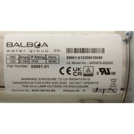Sanitation System, BWG Wavetec254™, 230v, 7W, 3/4"b : 59061-01 - Balboa Water Group - 59061-01 - PartsForSpas.com
