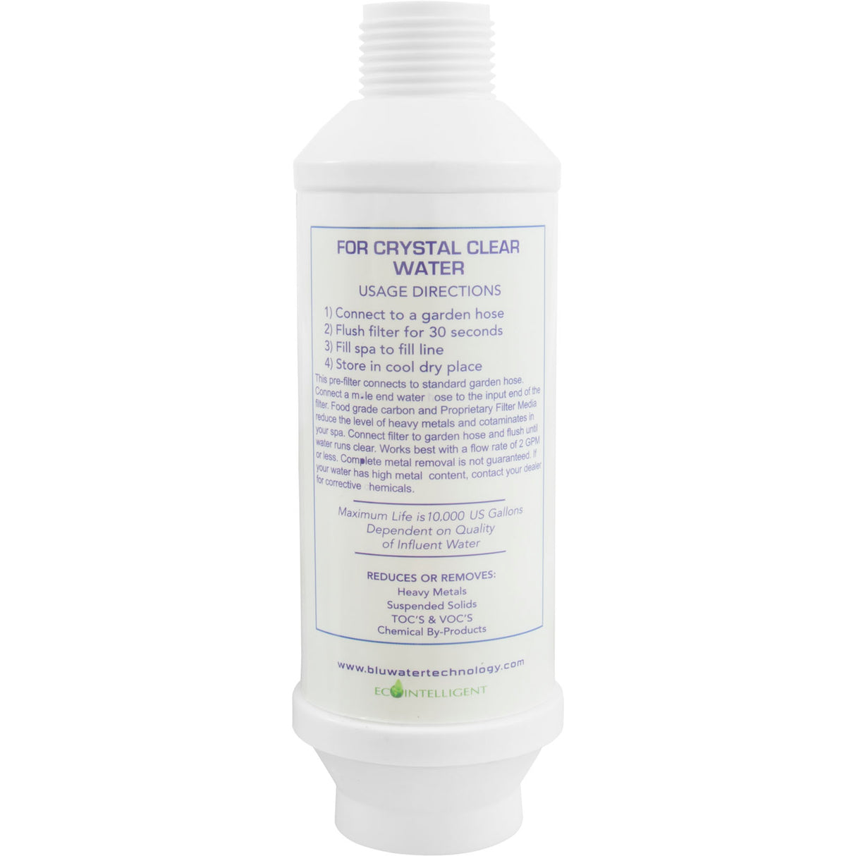 Pre-Filter, BluWater, 10, 000 gal. 5 Microns, Carbon Block : PF-100 - Blu Water Technology - PF-100 - PartsForSpas.com