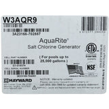 Salt Chlorine Generator, Hayward AquaRite, 25K, w/ TCell : W3AQR9 - Hayward - 0610377388252 - PartsForSpas.com