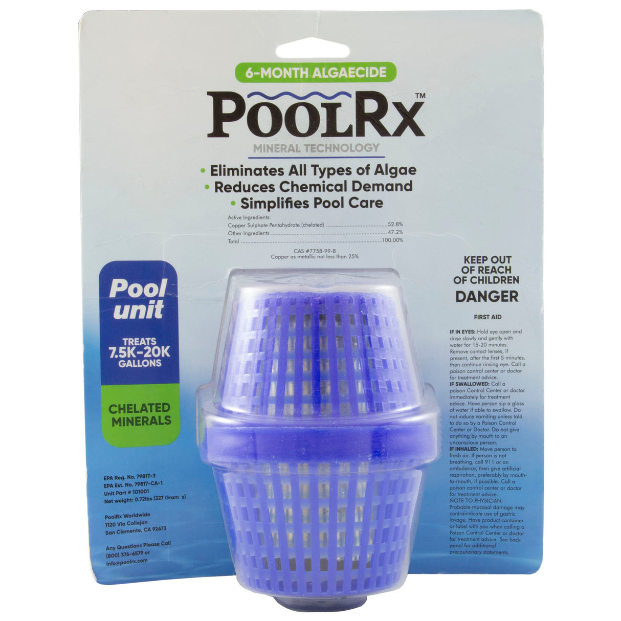 Minerial Purifier, PoolRx Blue Unit, 7.5k-20k gallons : 101001 - PoolRx - 101001 - PartsForSpas.com