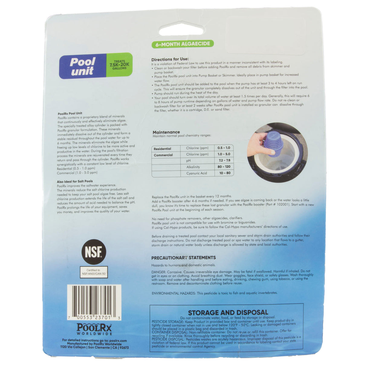 Minerial Purifier, PoolRx Blue Unit, 7.5k-20k gallons : 101001 - PoolRx - 101001 - PartsForSpas.com