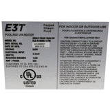Digital Electric Heater, Raypak E3T, 1.5" mpt, 230v, 5.5kW : 100-10000662