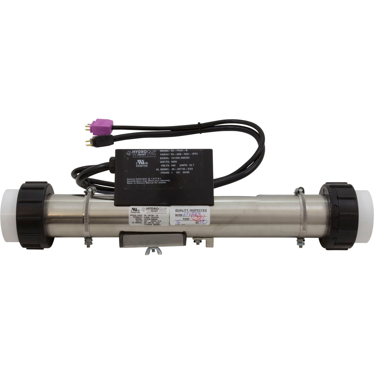 Heater, FloThru, HQ PS Elec, 230v, 4.0kW, w/Short Cord, Slide : 48-PS40-S