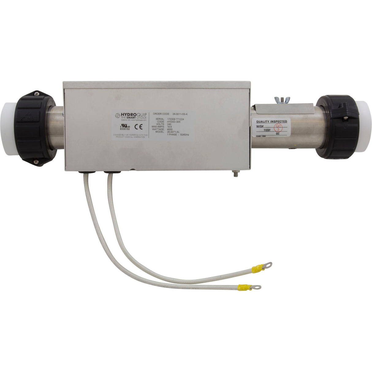 Heater, FloThru, CalSpa XL Repl, 15"x2", 230v, 4.0kW, w/Box, Gen : 26-0011-5S-K