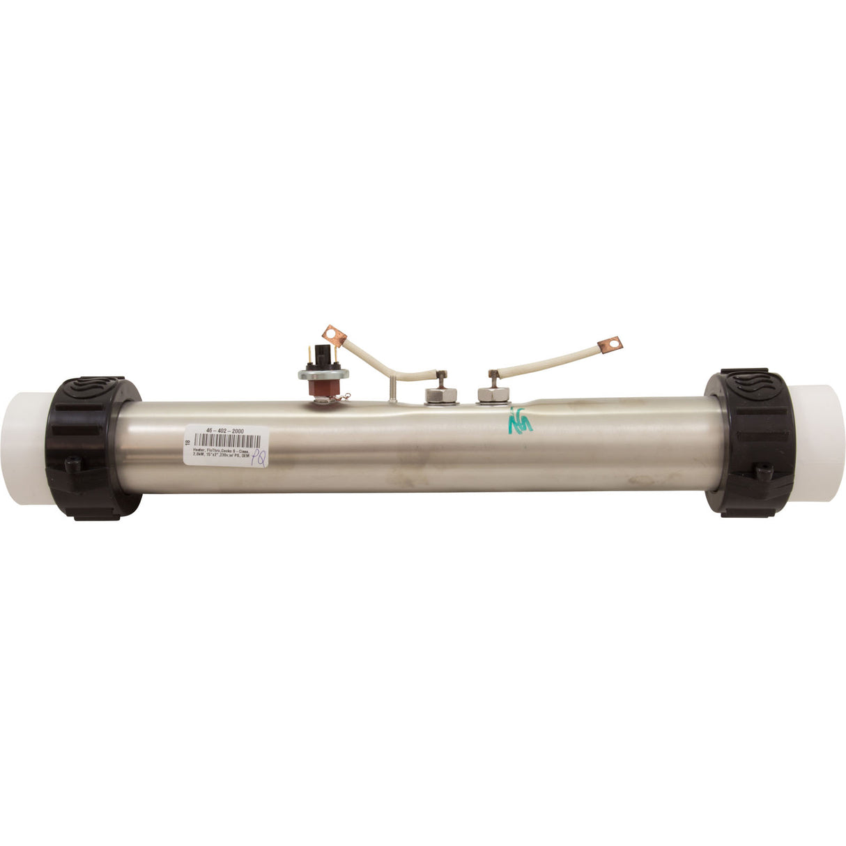 Heater, FloThru, Gecko S-Class, 2.0kW, 15"x2", 230v, w/ PS, OEM : 9920-100340
