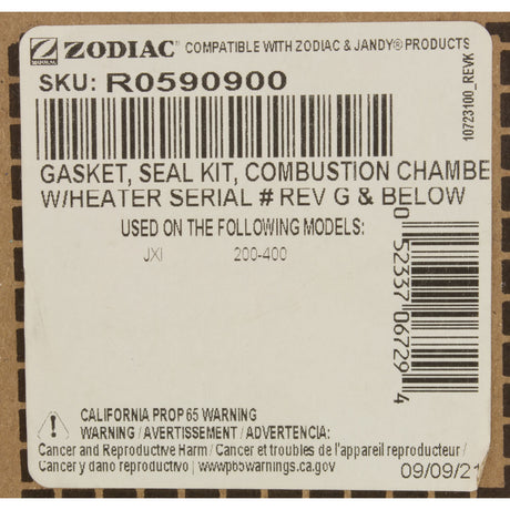 Gasket Kit, Zodiac Jandy JXi 200/260/400 : R0590900 - Zodiac/Jandy - 052337067294 - PartsForSpas.com