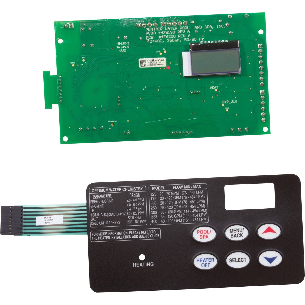 PCBA Kit, Pentair MasterTemp/Max-E-Therm, 6Bttn, w/RS485 Assy : 461105 - Pentair - 461105 - PartsForSpas.com