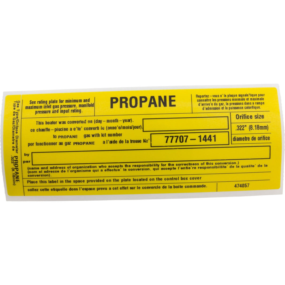 Conversion Kit, Pentair MasterTemp/Max-E-Therm 400, Nat. to LP : 77707-1441 - StaRite/Pentair - 788379835200 - PartsForSpas.com