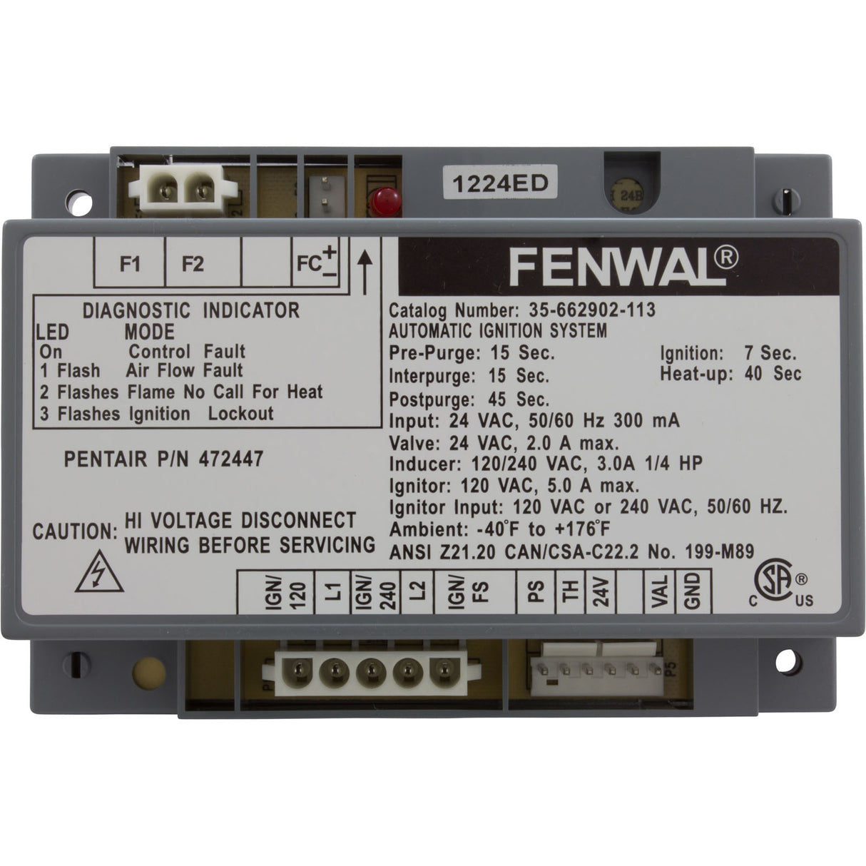 Ignition Control Module, Pentair Minimax NT : 460783 - Purex/Pentair - 460783 - PartsForSpas.com