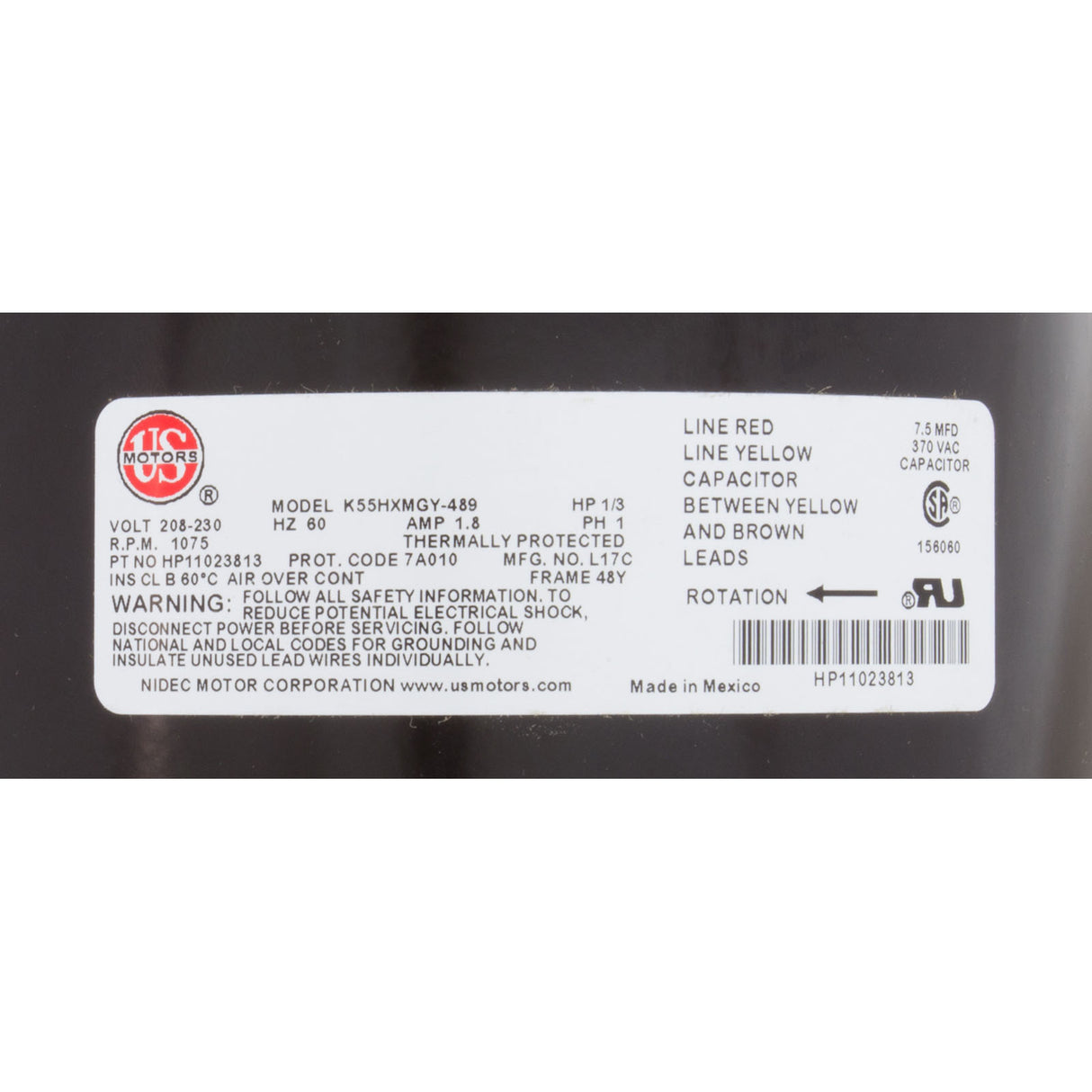 Fan Motor, Hayward HeatPro, 1/3 Horsepower : HPX11031134