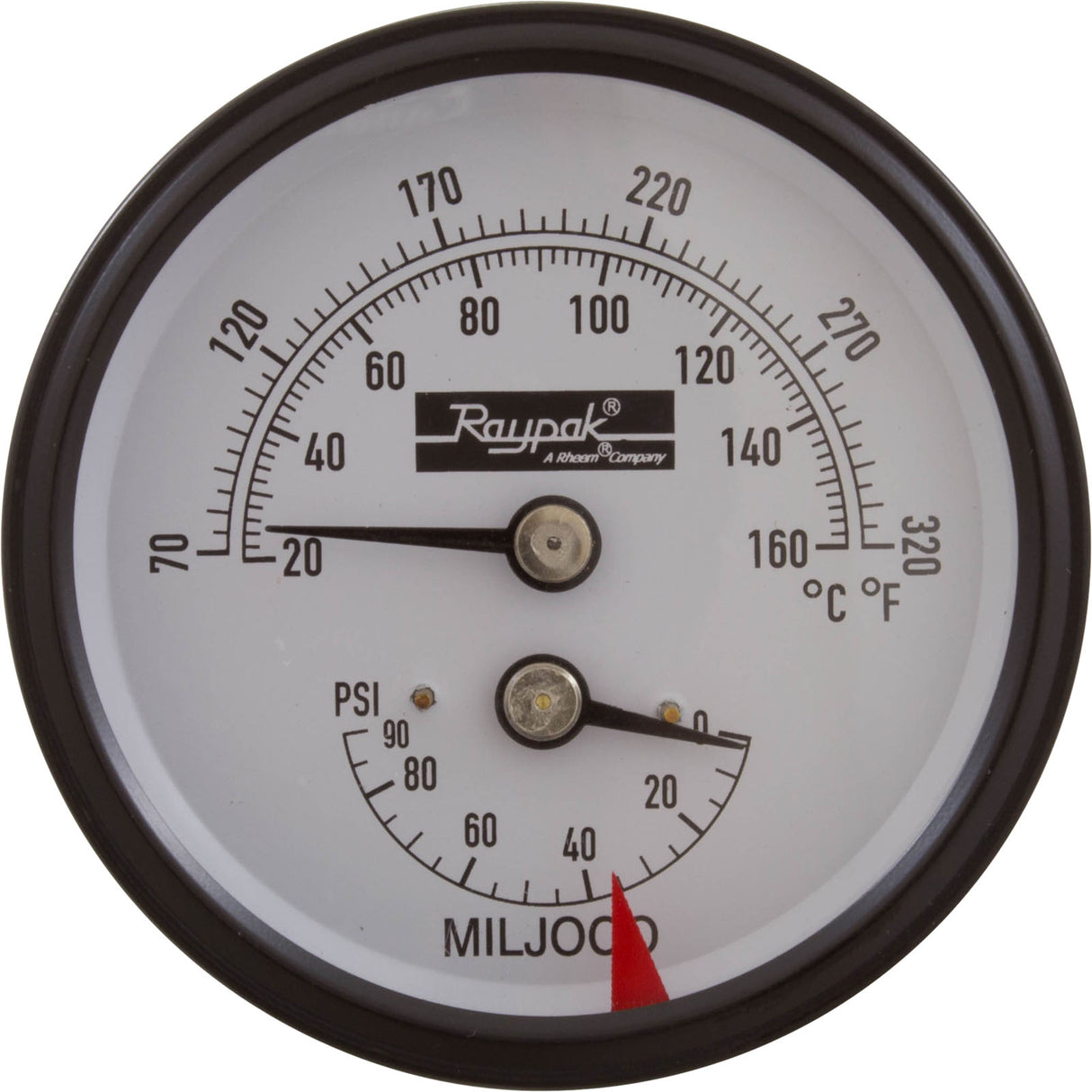 Temperature and Pressure Gauge, Raypak Heaters, 1/2", Bottom : 007205F - Raypak - 840891011859 - PartsForSpas.com