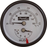 Temperature and Pressure Gauge, Raypak Heaters, 1/2", Bottom : 007205F - Raypak - 840891011859 - PartsForSpas.com