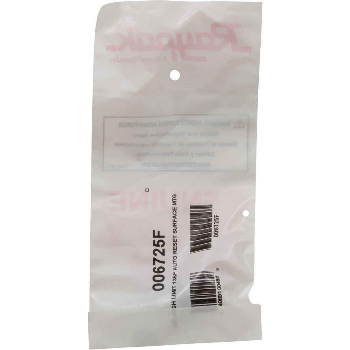 Thermostat Auto Reset, Raypak 105B/185/R185A/R185B : 006725F - Raypak - 840891004646 - PartsForSpas.com