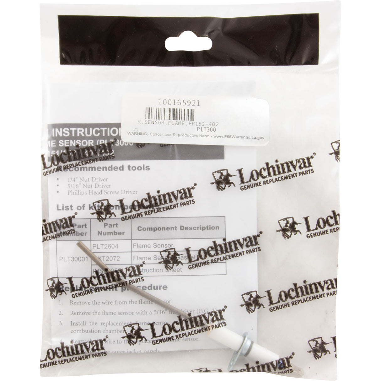 Flame Sensor, Lochinvar, With Gasket : 100165921 - Lochinvar - 100165921 - PartsForSpas.com