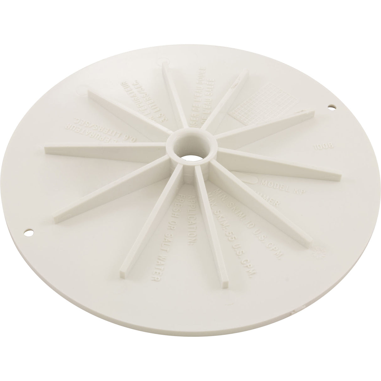 Skimmer Lid, Kafko, 9-1/2"od, White : 19-0165-1 - Kafko Manufacturing - 19-0165-1 - PartsForSpas.com
