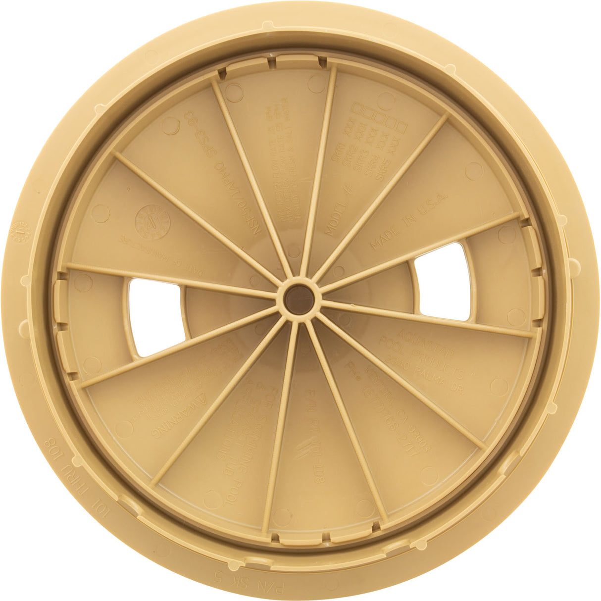 Skimmer Lid, Aquastar, w/Collar, Tan : SKRT108 - AquaStar - 883612043340 - PartsForSpas.com