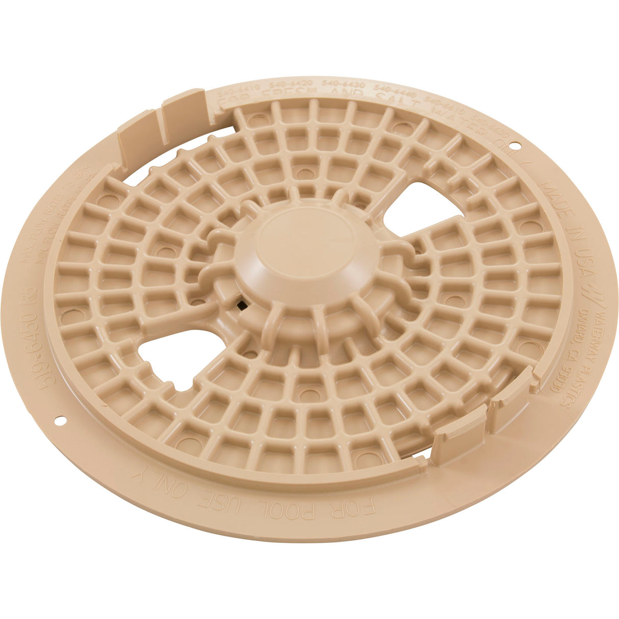 Pool Skimmer Gunite Lid R1 - Beige : 519-6459-BEI - Waterway Plastics - 806105096104 - PartsForSpas.com