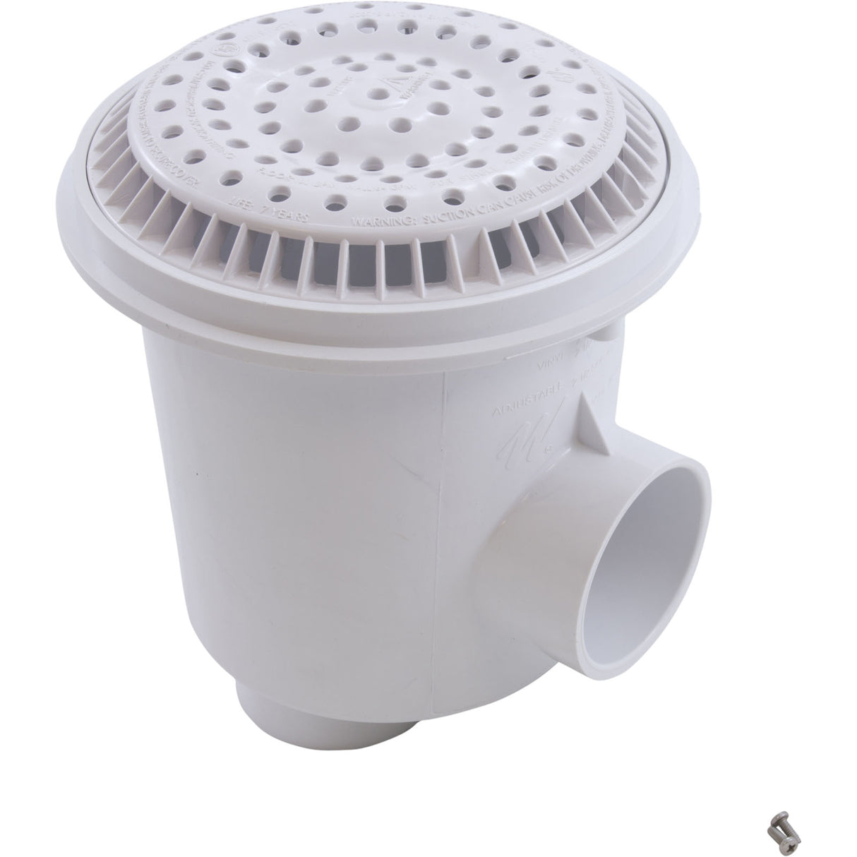 Main Drain, WW Anti Vortex, 8" Rnd, Gun, 2-1/2"s, White : 640-2410 V